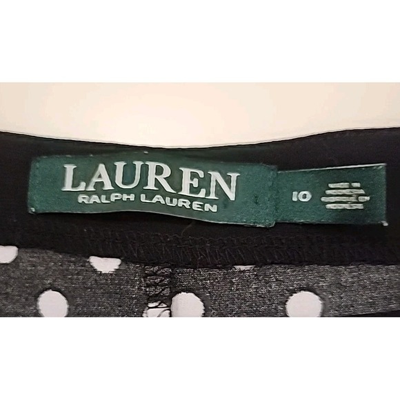 Lauren Ralph Lauren Stretchy Spring Sleeveless Dress Black w/white Polka Dots 10 - Picture 2 of 12
